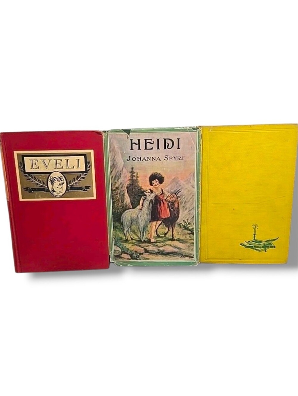 RARE Johanna Spyri Heidi 1901 w/ Color Plates & DJ + Dora & Eveli Hardcover Set